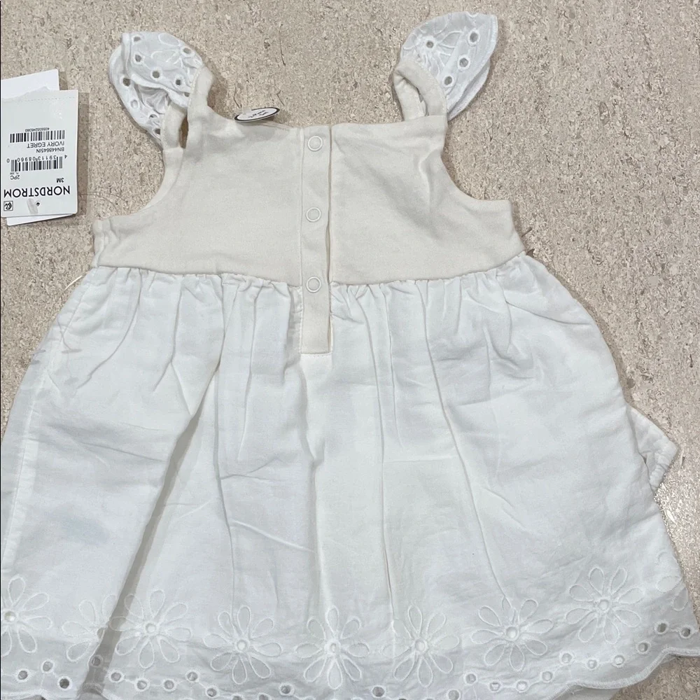 Brand New Nordstrom White Eyelet Dress and Bloomers Set size 3 months